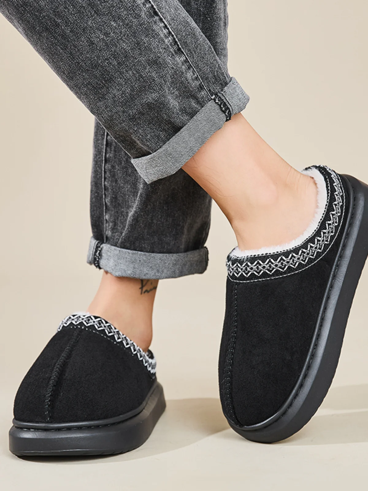 Faux Fur Suede Platform Slippers - Image 19