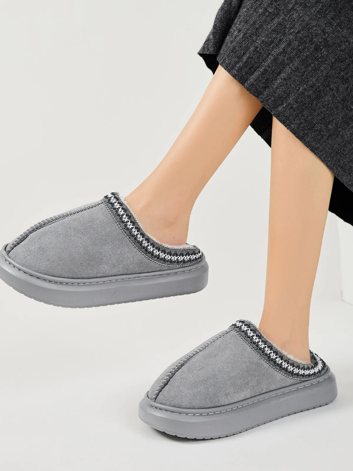 Faux Fur Suede Platform Slippers - Image 22