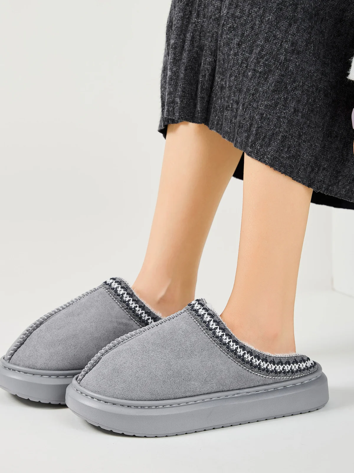 Faux Fur Suede Platform Slippers - Image 23