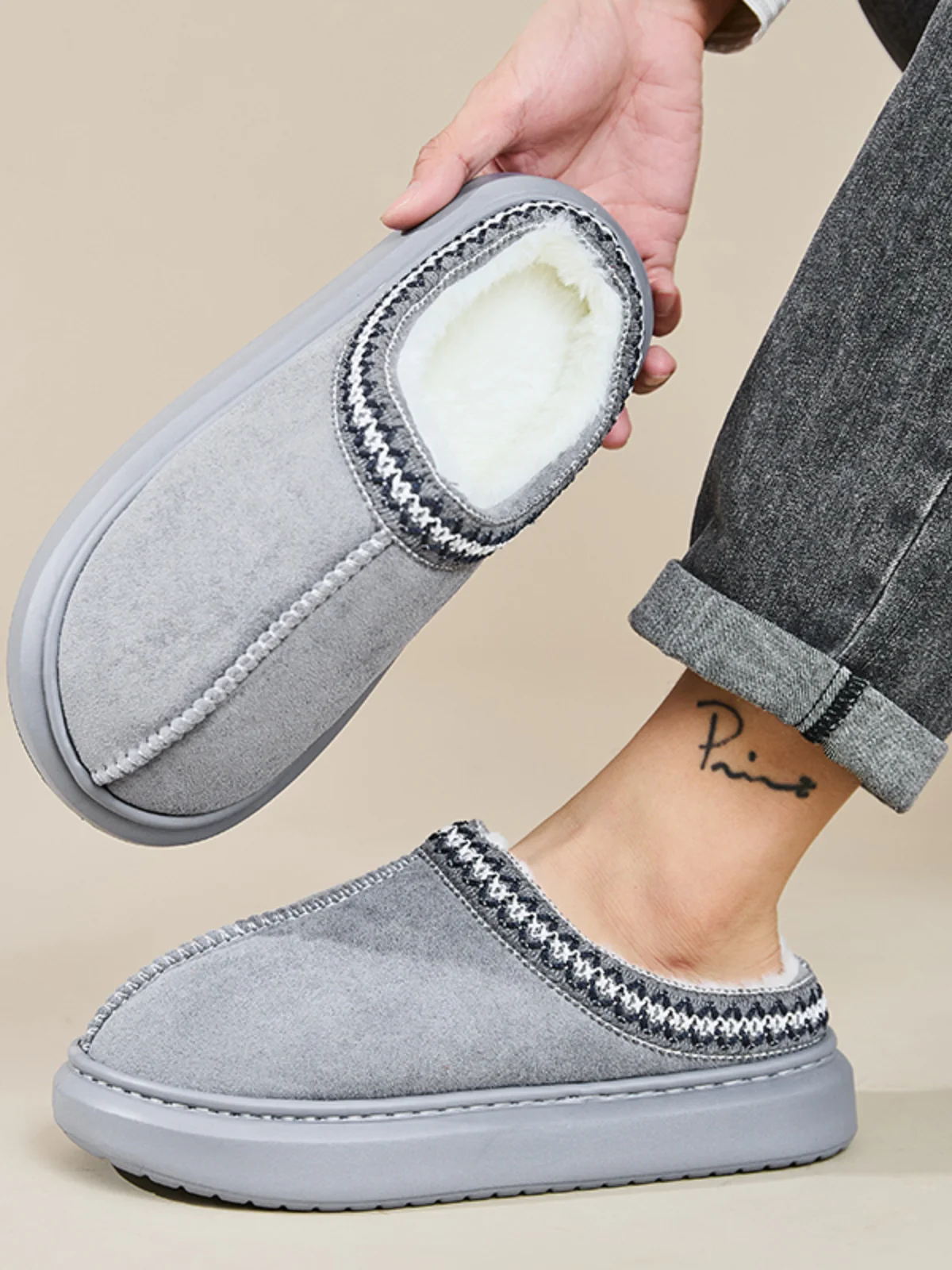 Faux Fur Suede Platform Slippers - Image 24