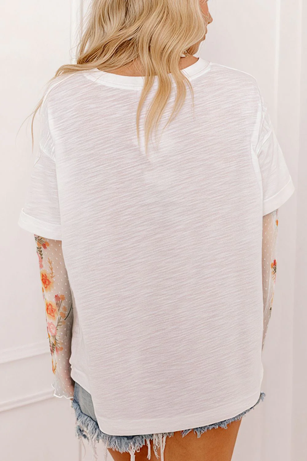 Faux Two Piece Floral Long Sleeve Patchwork Top - Image 9