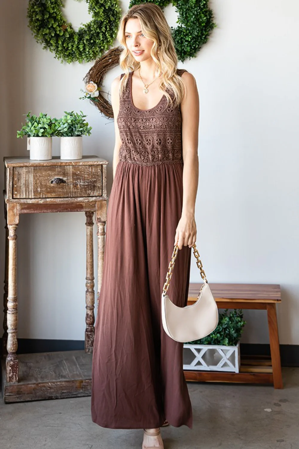 First Love Tie Back Sleeveless Slit Wide Leg Jumpsuit - Image 7