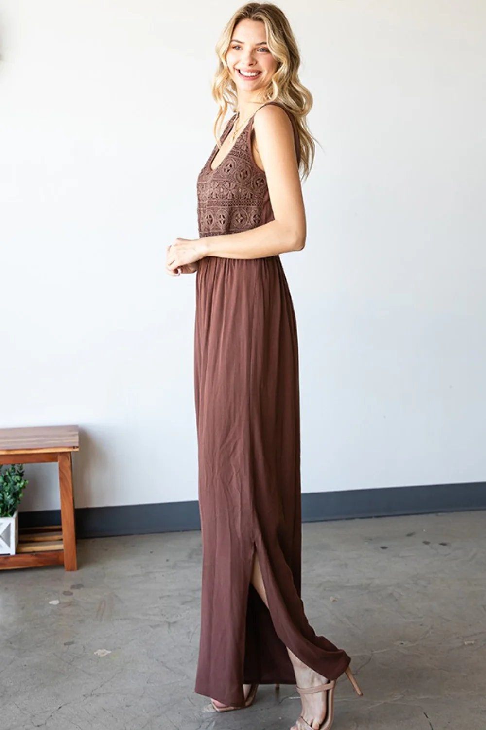 First Love Tie Back Sleeveless Slit Wide Leg Jumpsuit - Image 9