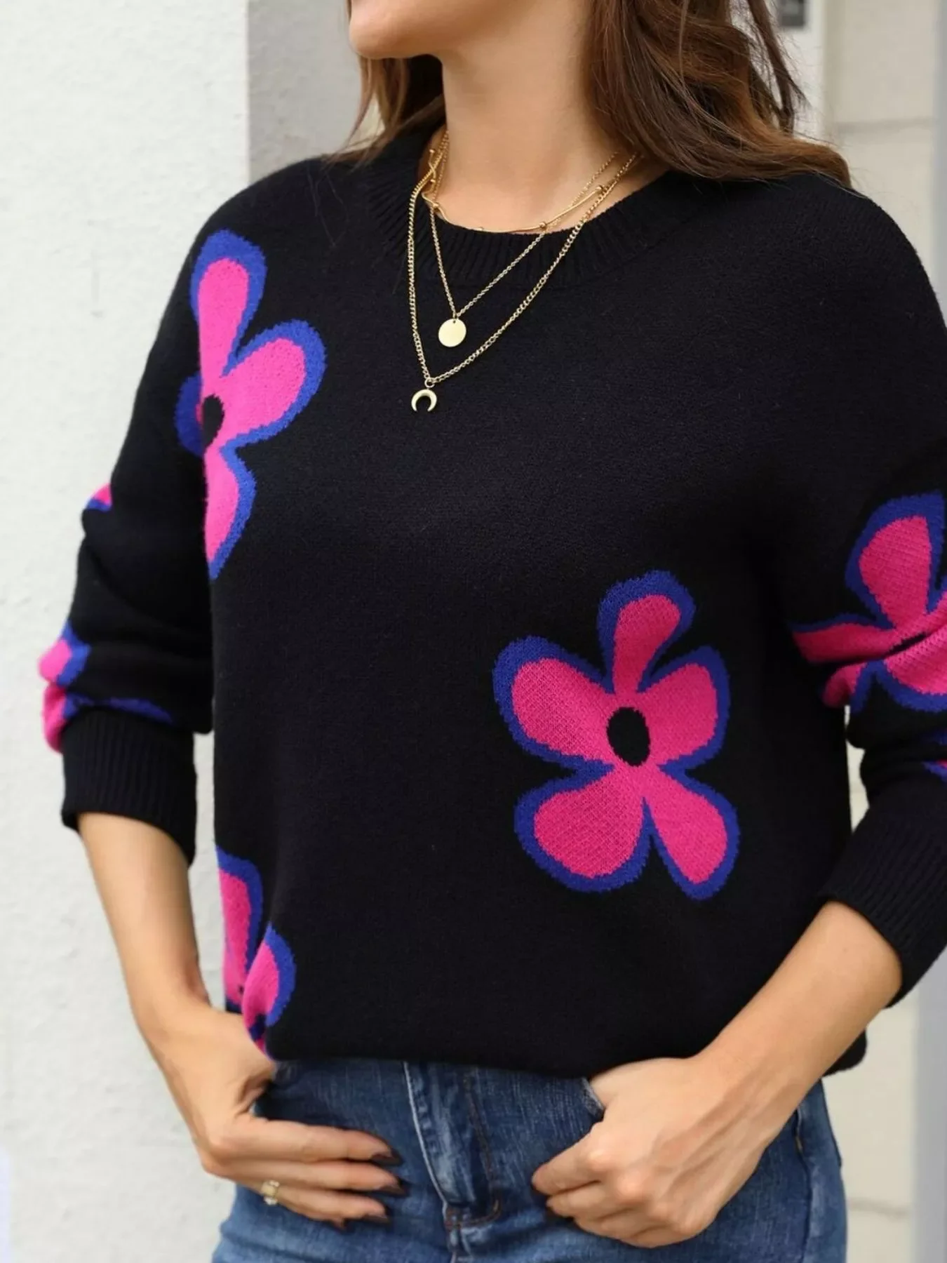 Floral Crew Neck Sweater - Image 8
