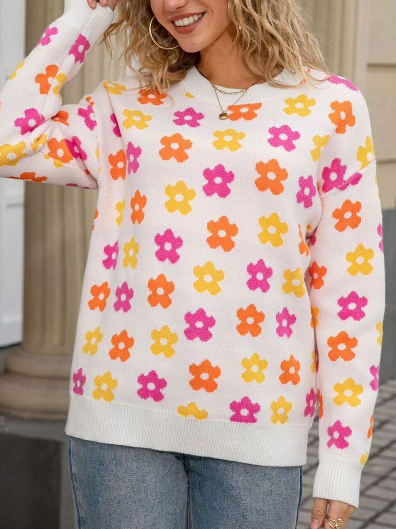 Floral Crew Neck Sweater - Image 13