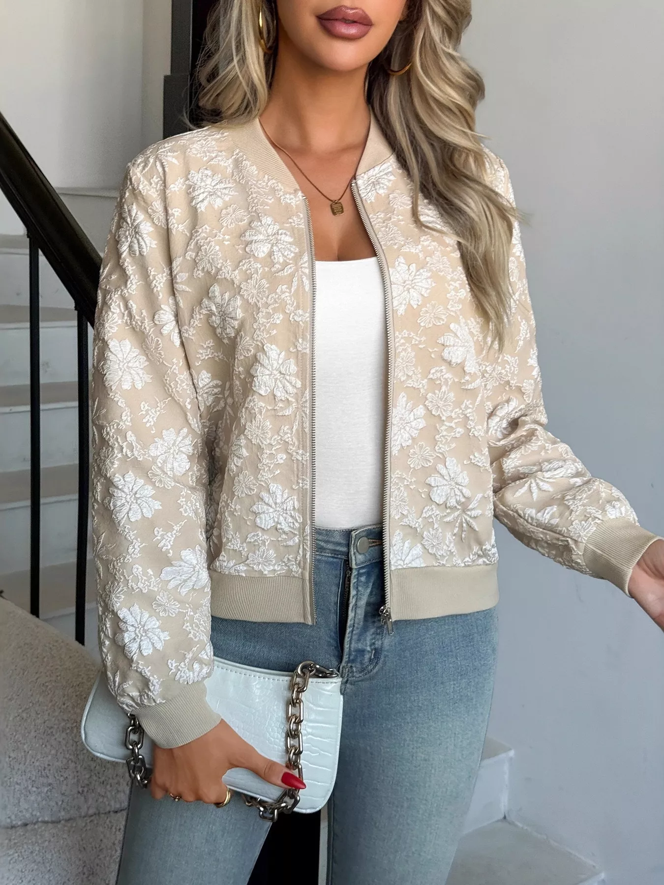 Floral Lightweight Zip Up Jacket - Image 3