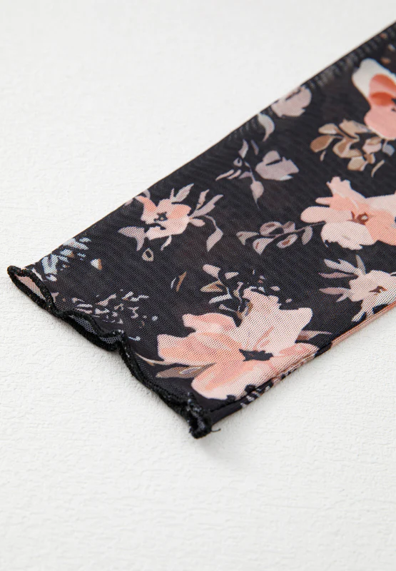 Floral Mock Neck Long Sleeve Blouse - Image 6
