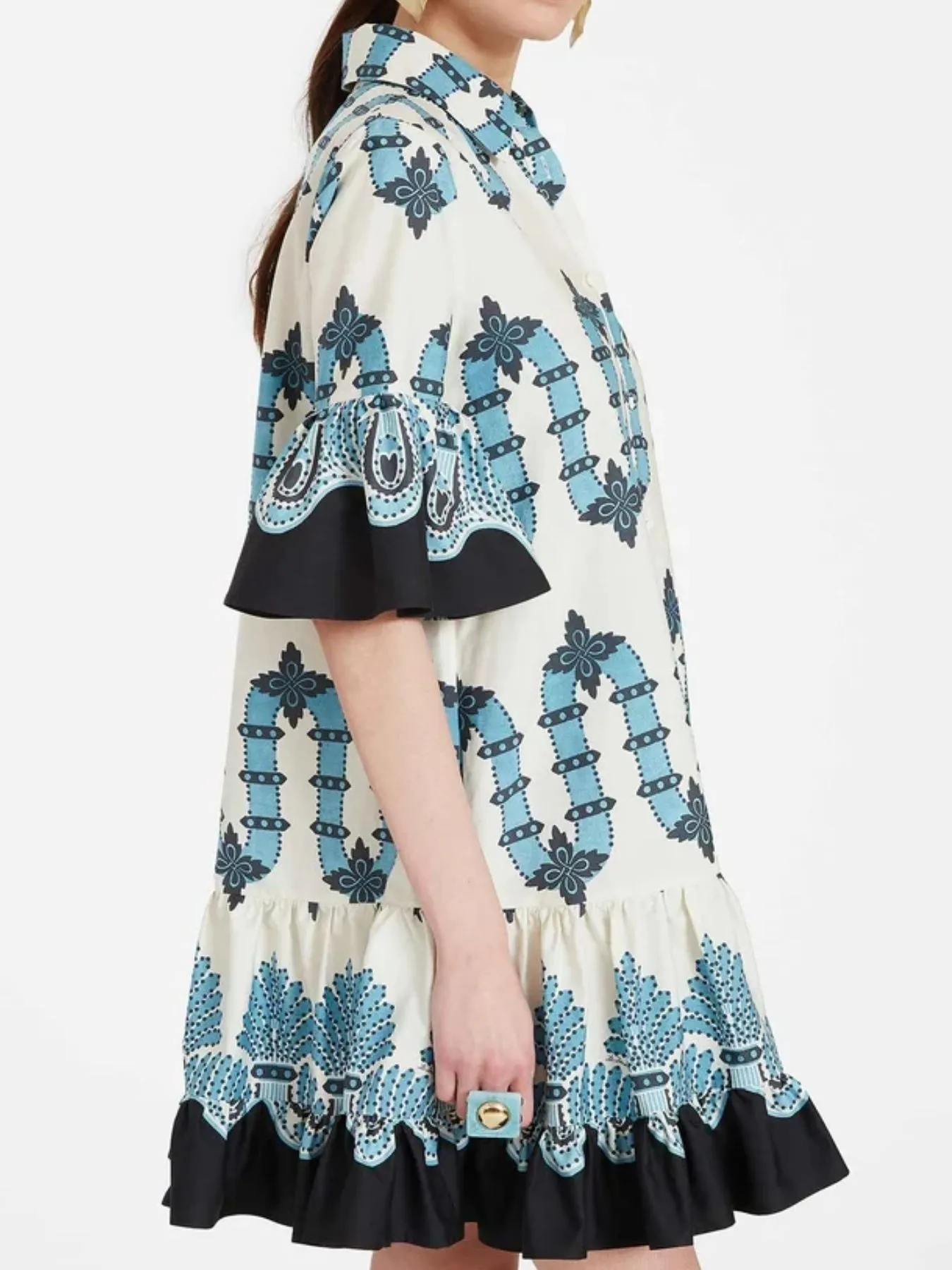 Floral Print Ruffle Sleeve Mini Dress - Image 16