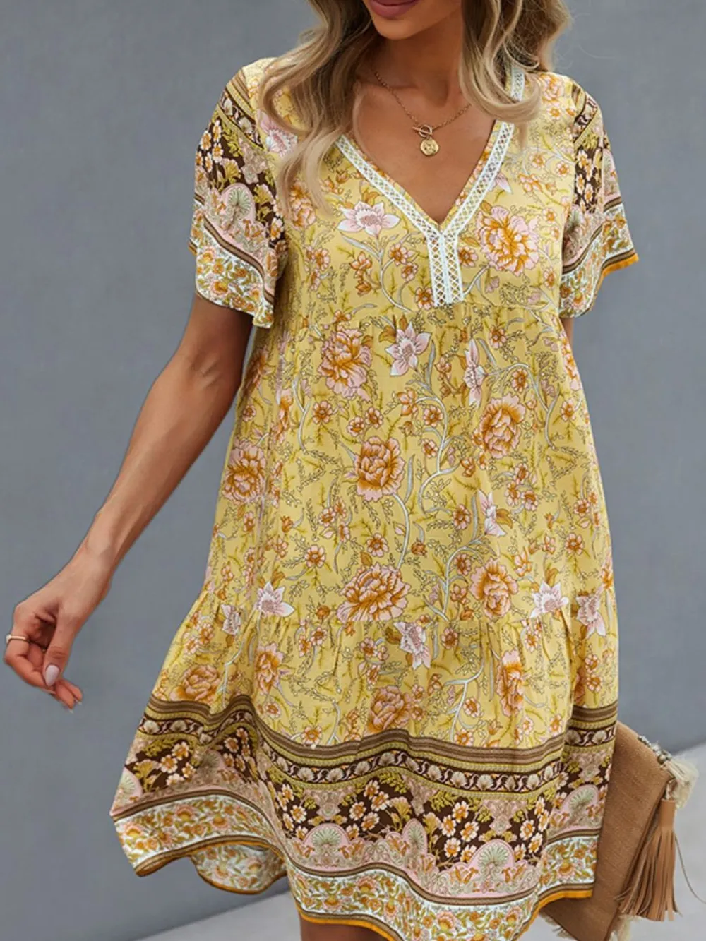 Floral Print V-Neck Summer Dress - Image 3