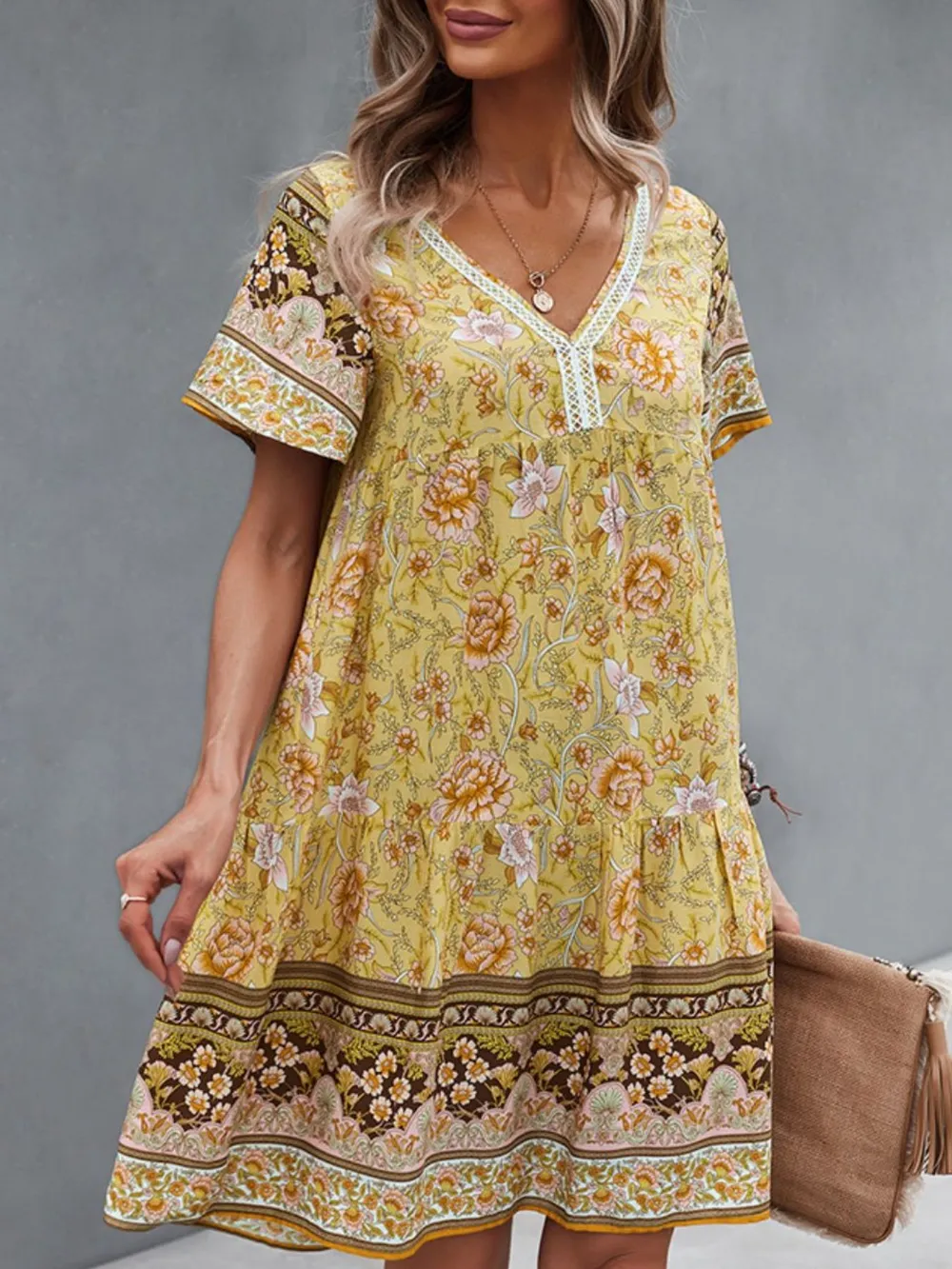 Floral Print V-Neck Summer Dress - Image 4