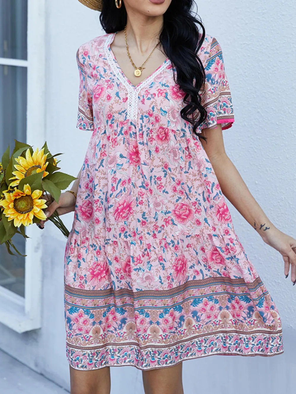Floral Print V-Neck Summer Dress - Image 6