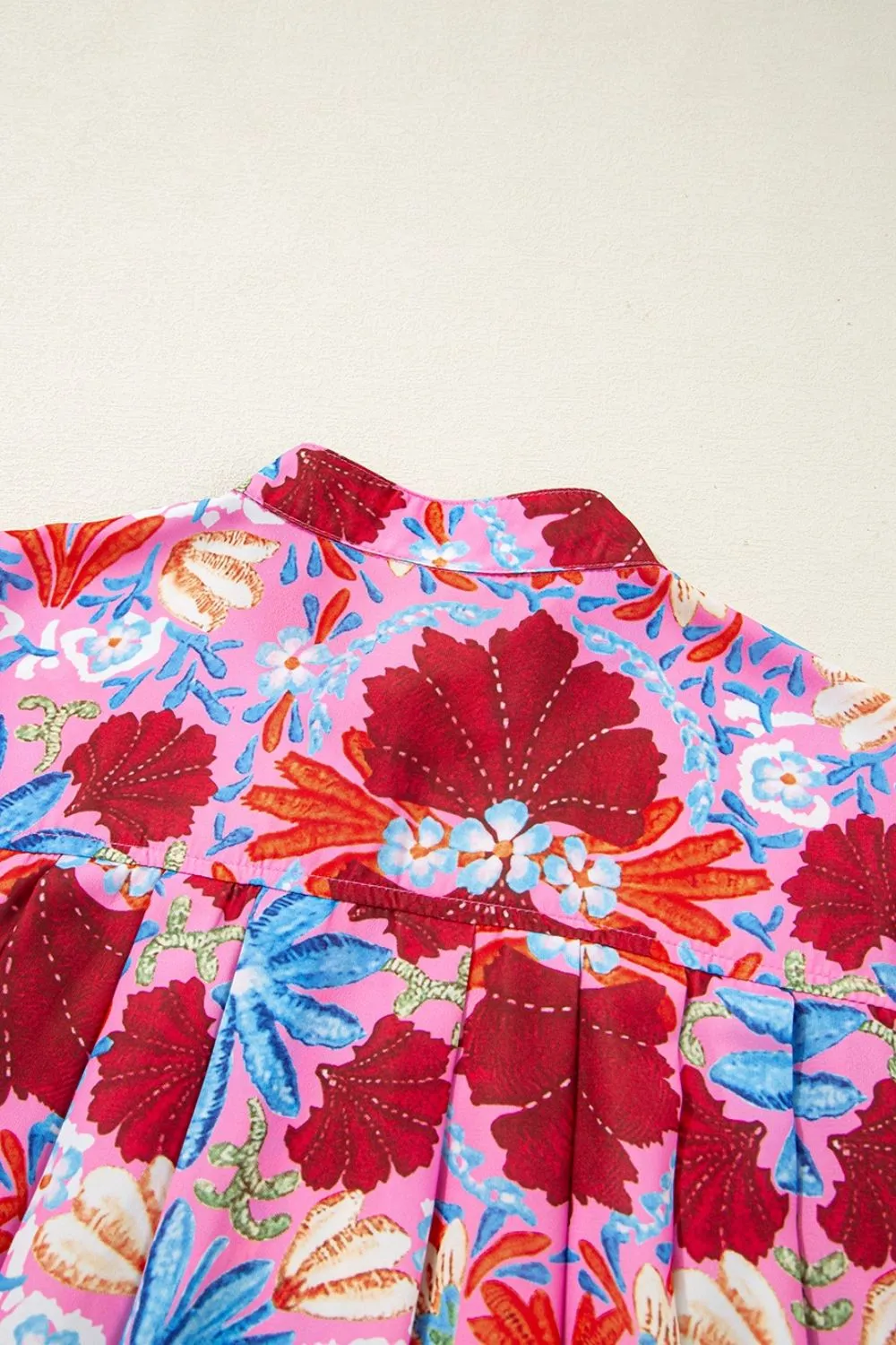 Floral Puff Sleeve Button-Up Top - Image 9