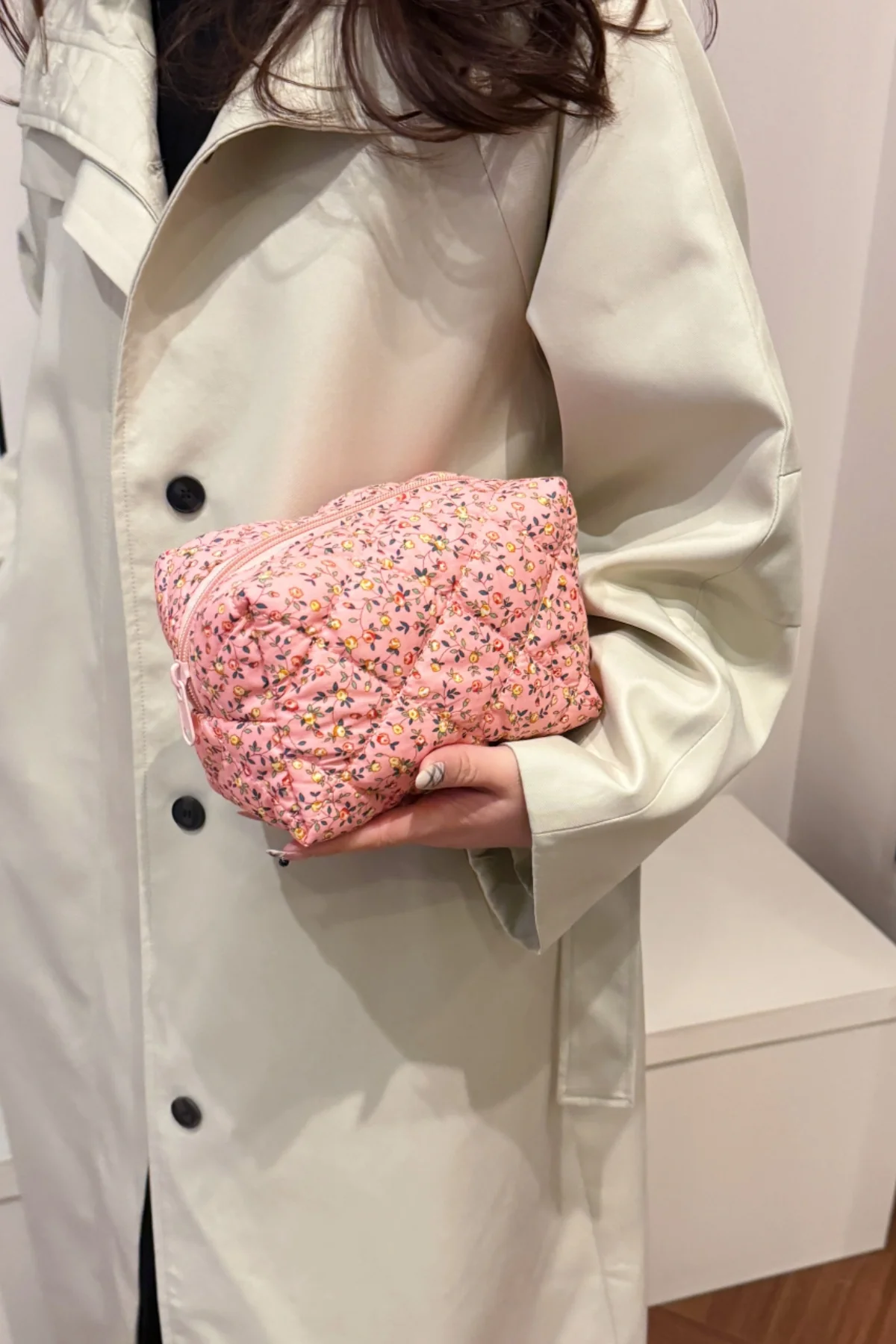 Floral Quilted Clutch with Plaid Lining - Image 20