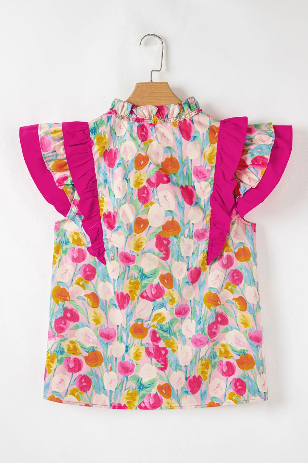 Floral Ruffle Layered Sleeve Blouse - Image 5
