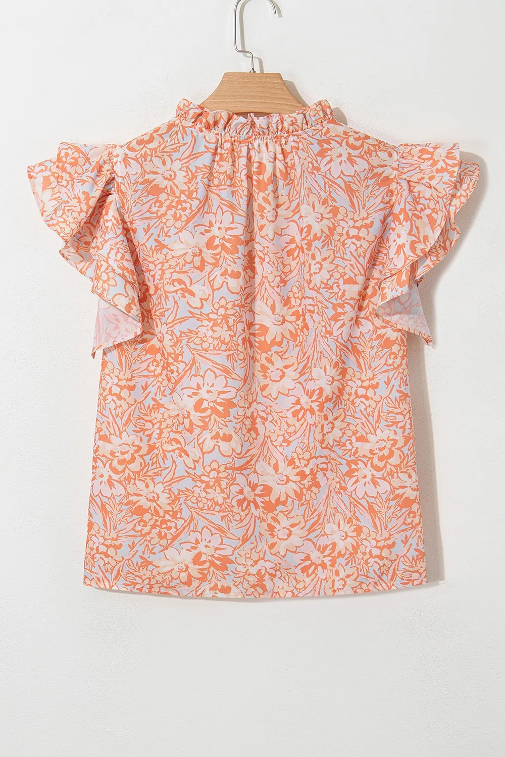 Floral Ruffle Sleeve Split Neck Blouse - Image 8
