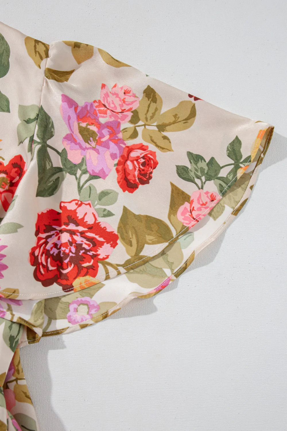 Floral Short Sleeve Tie Back Slit Dress - Image 9