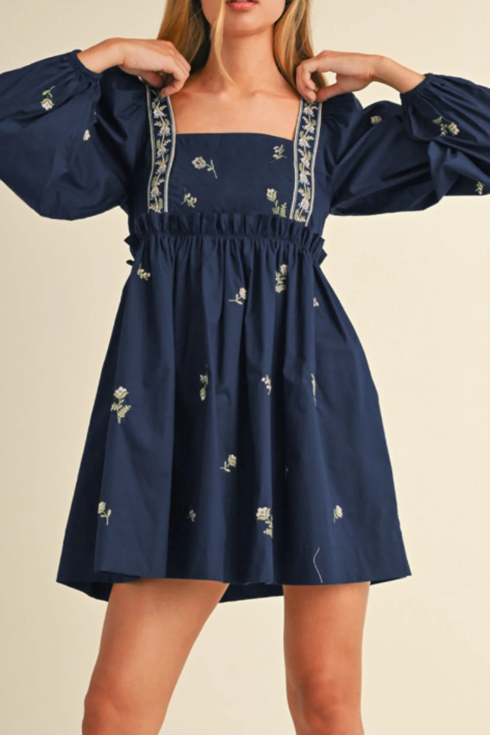 Floral Square Neck Balloon Sleeve Mini Dress - Image 6