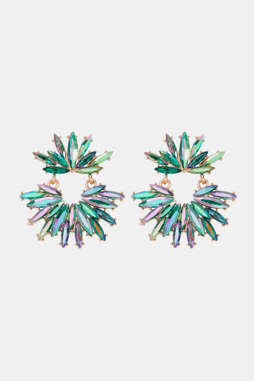 Flower Shape Glass Stone Dangle Earrings - Image 7