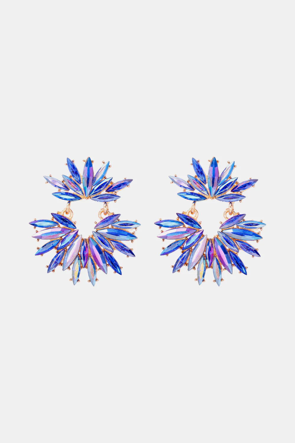 Flower Shape Glass Stone Dangle Earrings - Image 9