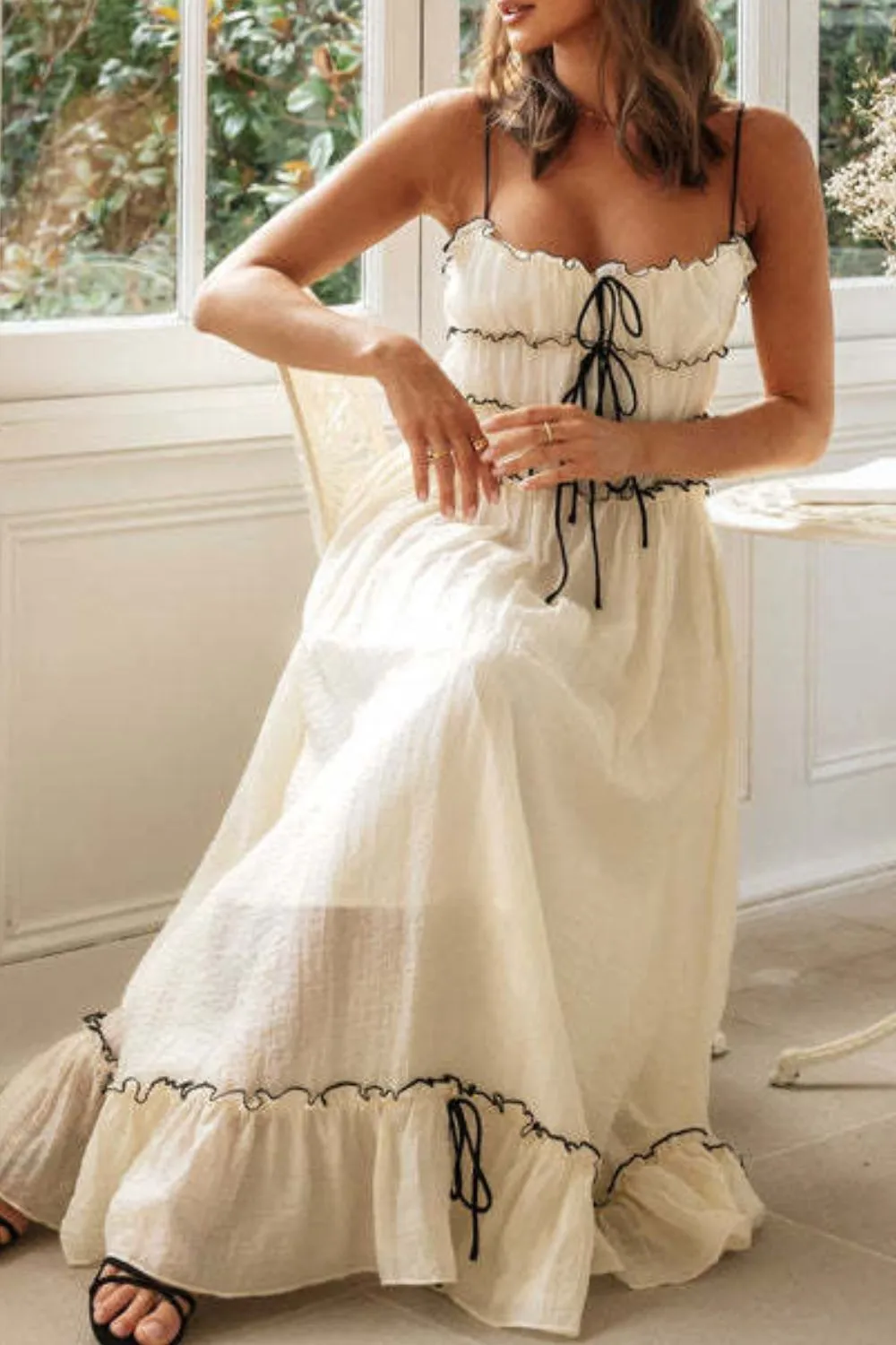 Frill Tied Front Midi Cami Dress - Image 6