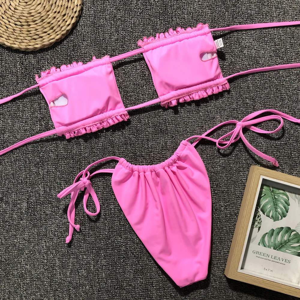 Frill Trim Ruched Bikini Set - Image 18