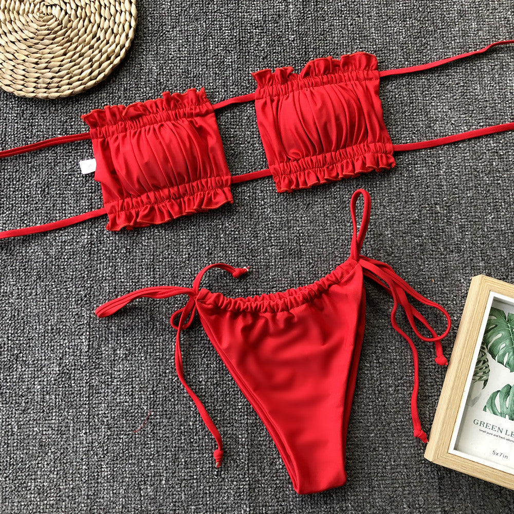 Frill Trim Ruched Bikini Set - Image 20