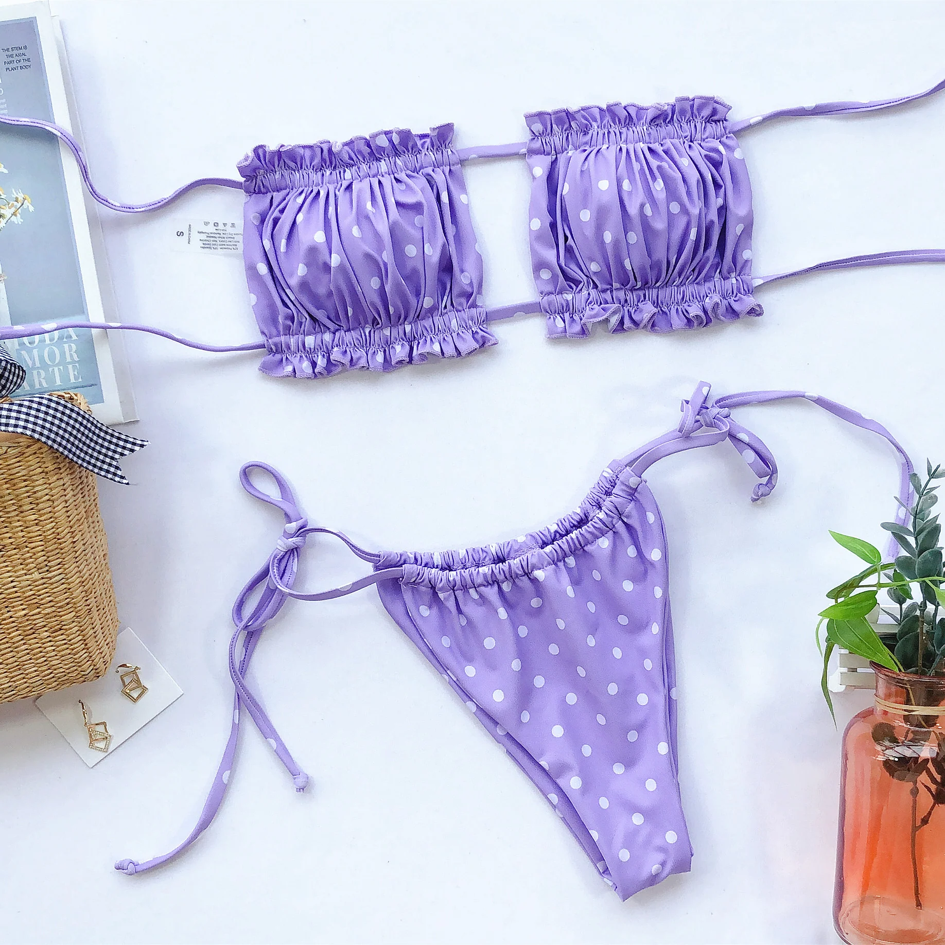 Frill Trim Ruched Bikini Set - Image 3