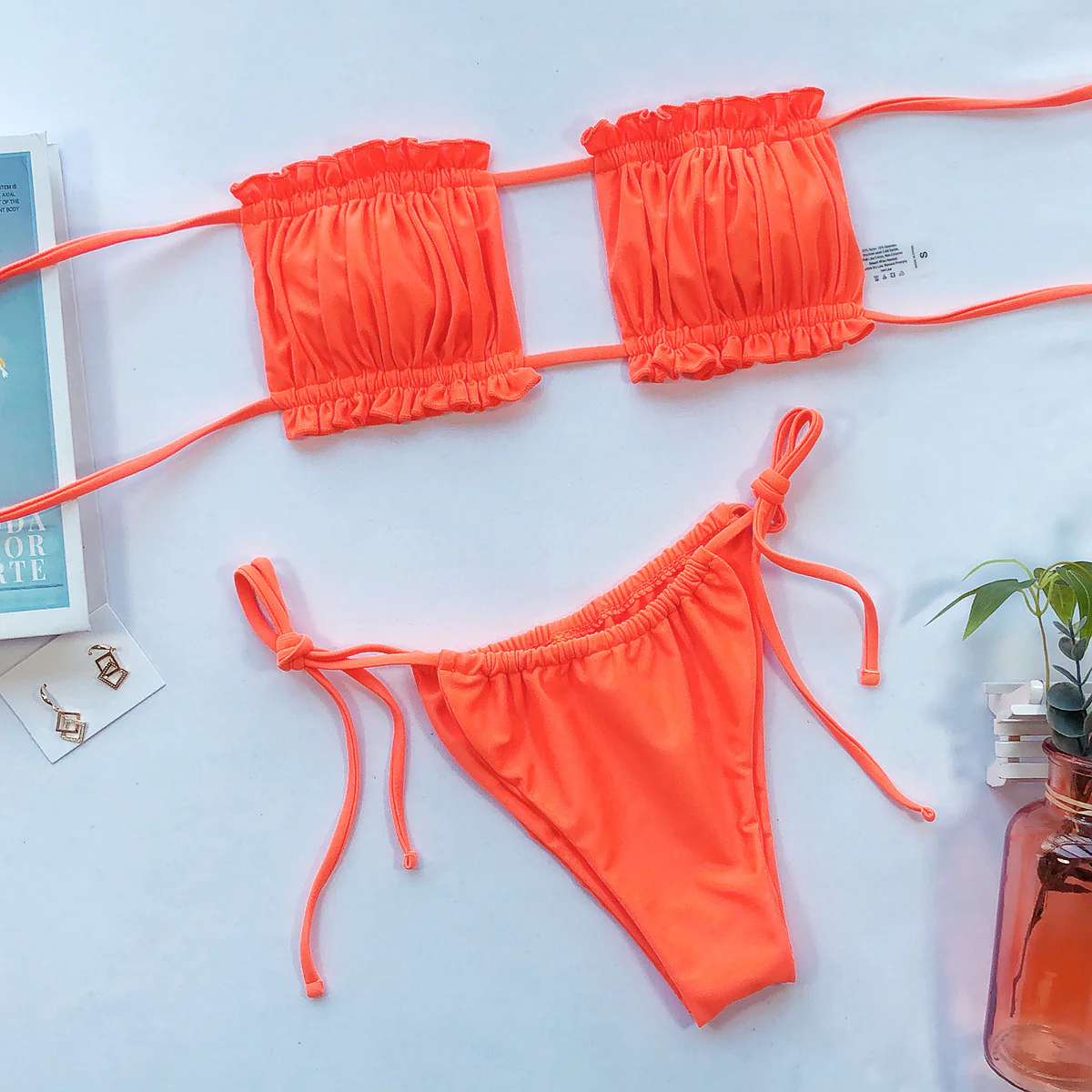 Frill Trim Ruched Bikini Set - Image 6
