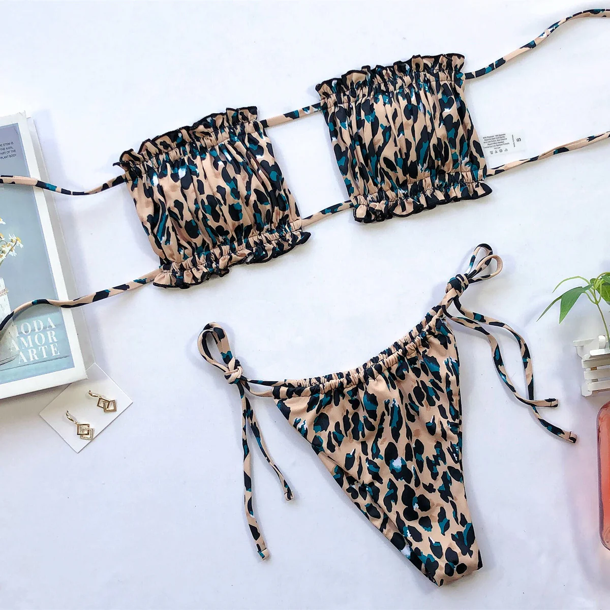 Frill Trim Ruched Bikini Set - Image 8