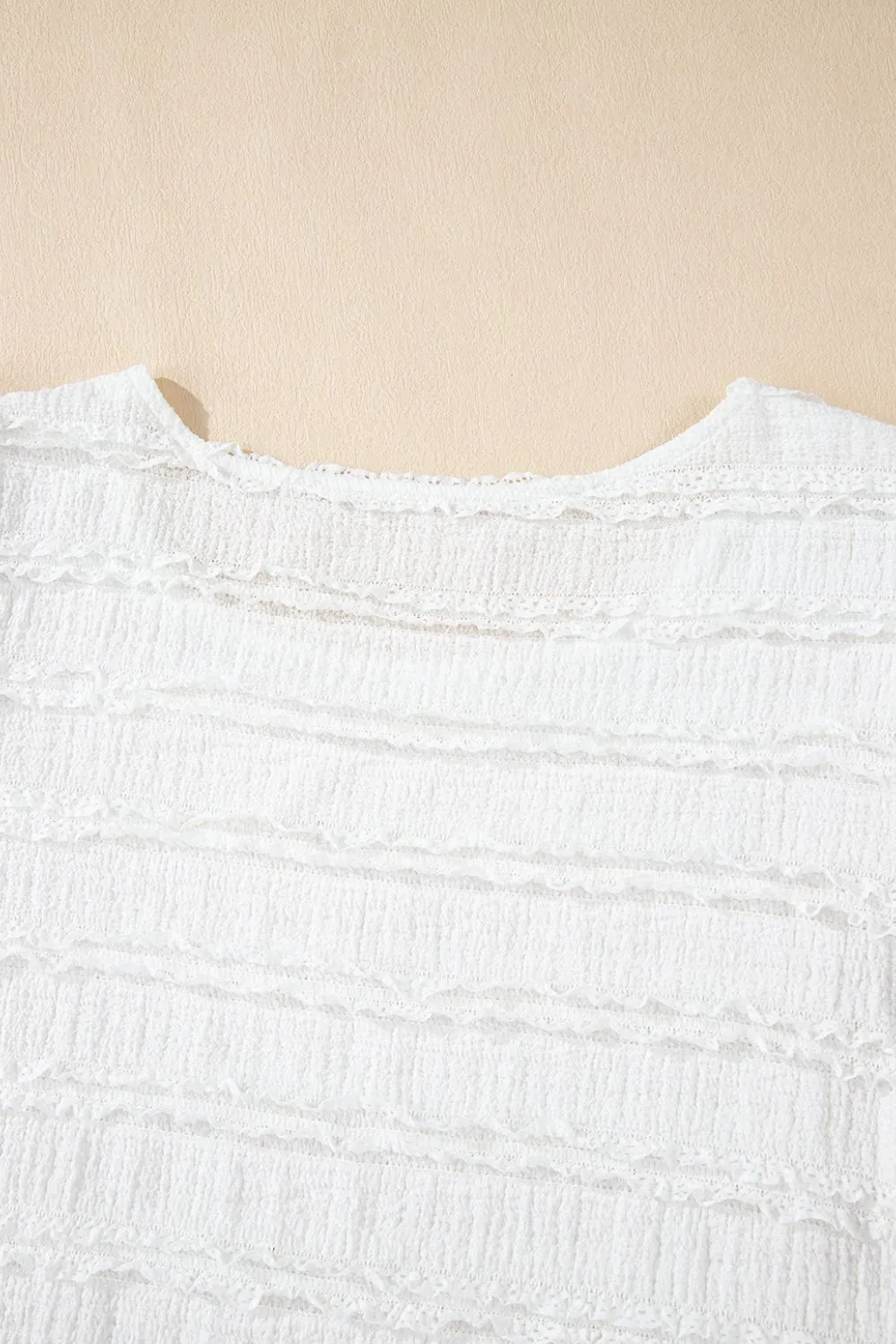 Frilled Lace Trim Bubble Sleeve Blouse - Image 11