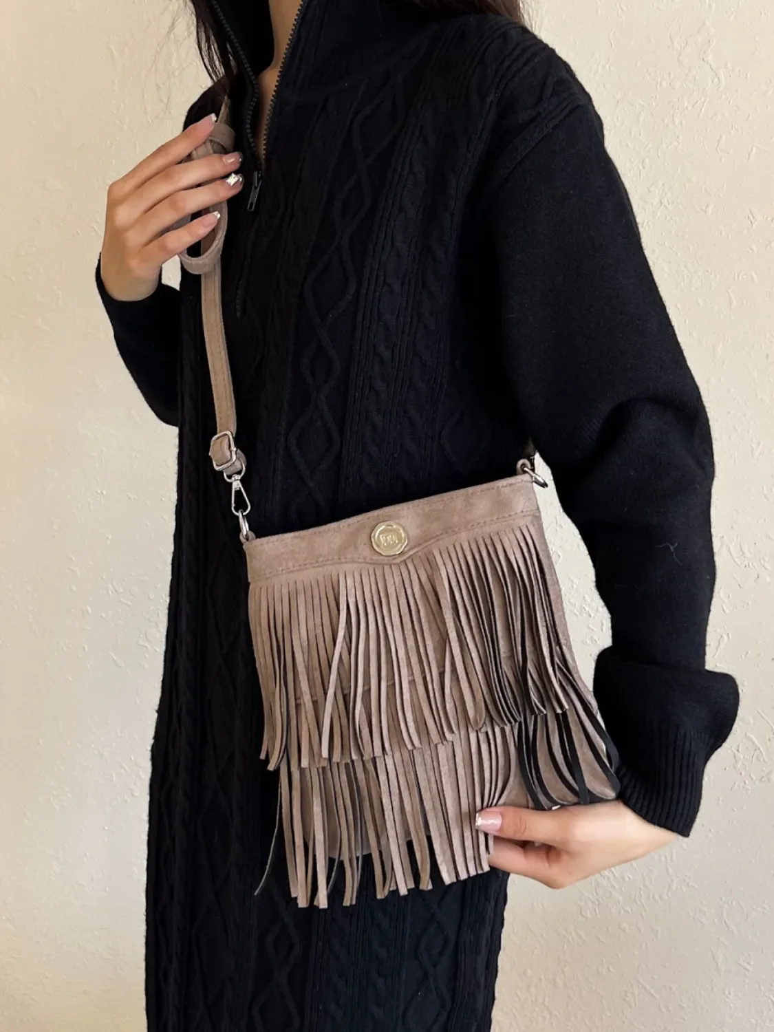 Fringe Adjustable Strap Crossbody Bag - Image 3