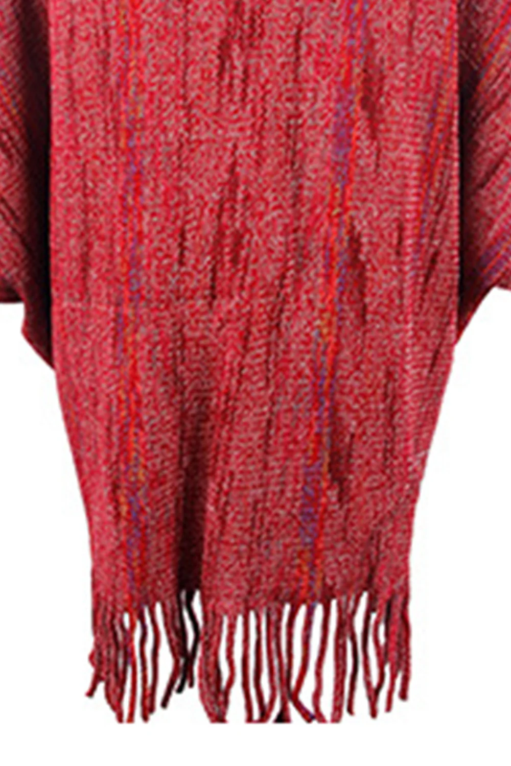 Fringe Detail Printed Poncho - Image 11