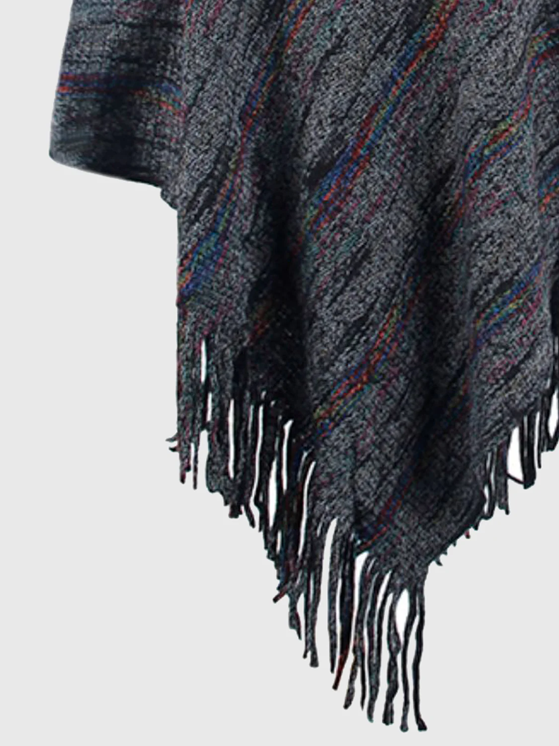 Fringe Hem Hooded Poncho - Image 7