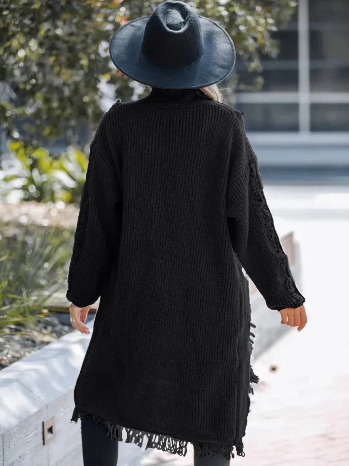 Fringe Open Front Long Sleeve Cardigan - Image 5