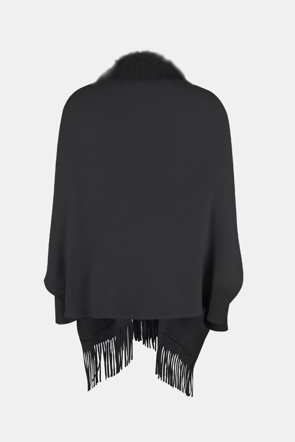 Fringe Open Front Long Sleeve Poncho - Image 13