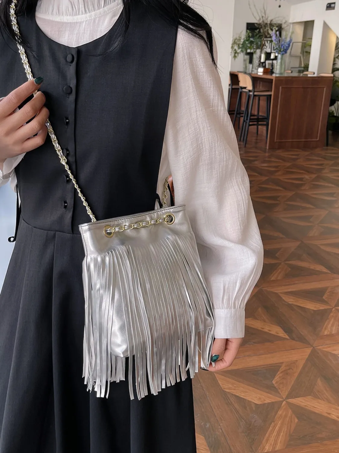 Fringe PU Leather Crossbody Bag - Image 2
