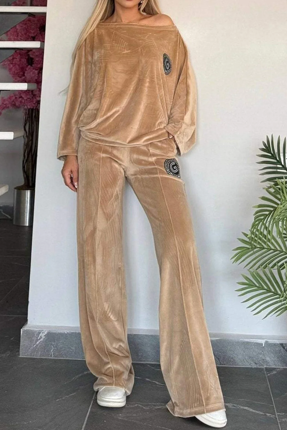 Full Size Boat Neck Long Sleeve Top and Pants Set - Image 10