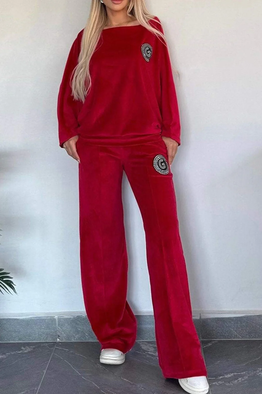 Full Size Boat Neck Long Sleeve Top and Pants Set - Image 20
