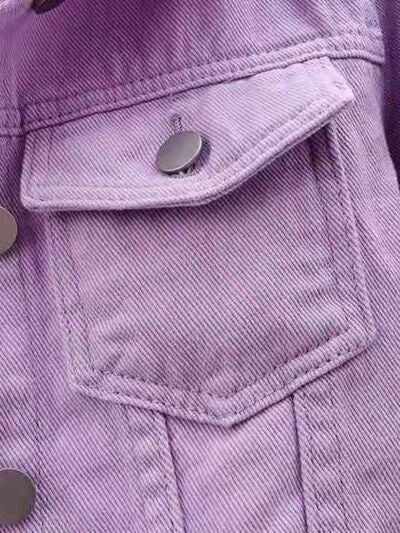 Full Size Cropped Denim Jacket Plus Size - Image 9