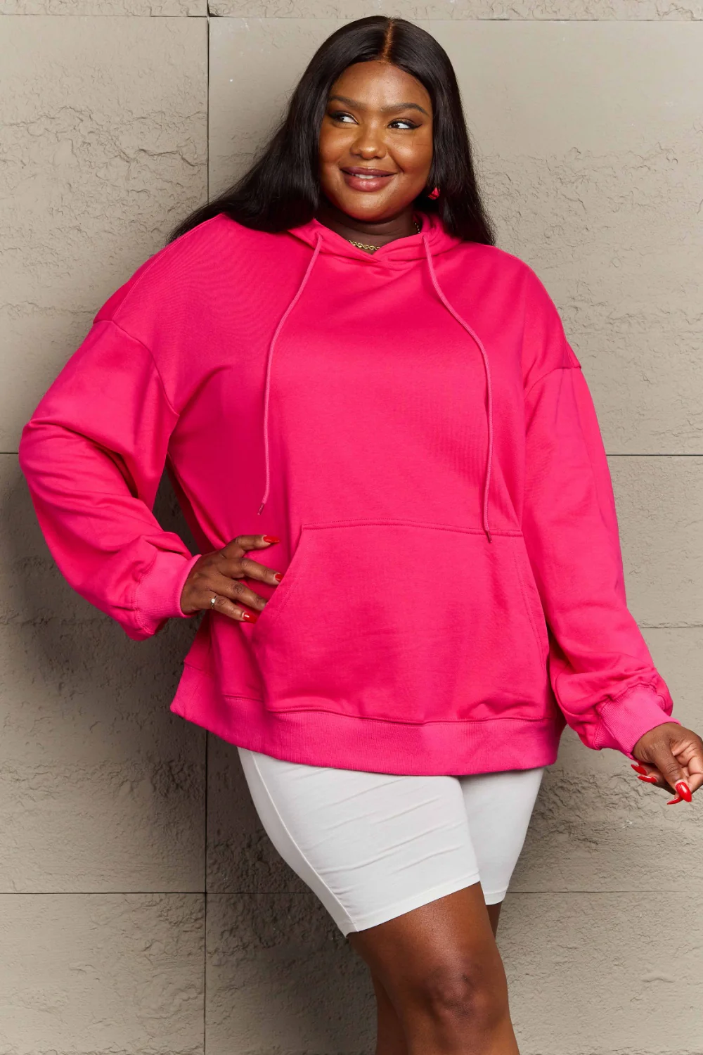 Full Size Long Sleeve Dropped Shoulder Hoodie - Image 12