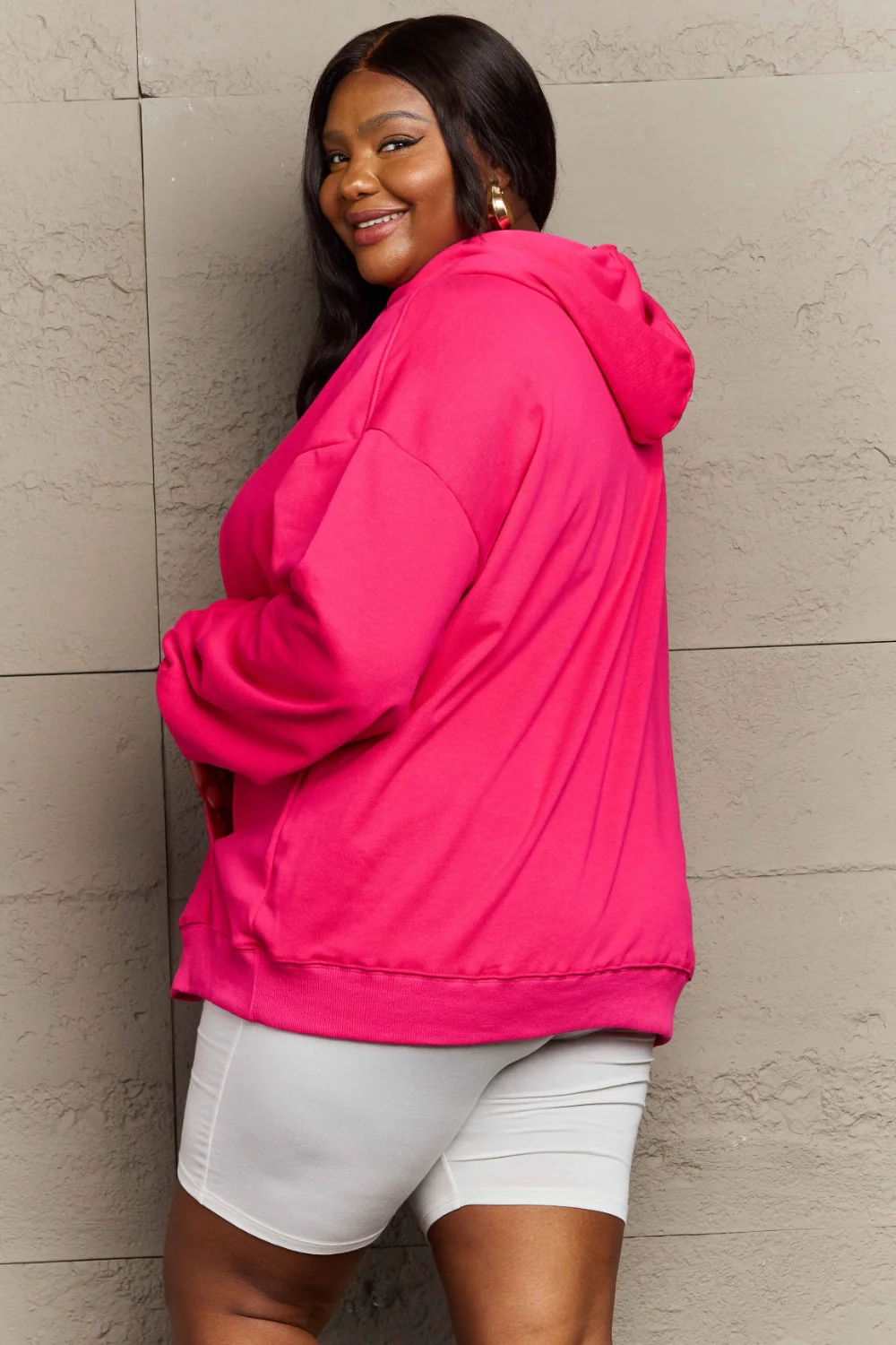 Full Size Long Sleeve Dropped Shoulder Hoodie - Image 14