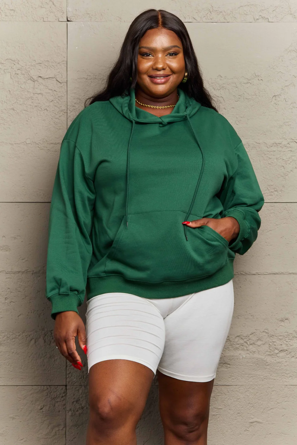 Full Size Long Sleeve Dropped Shoulder Hoodie - Image 19