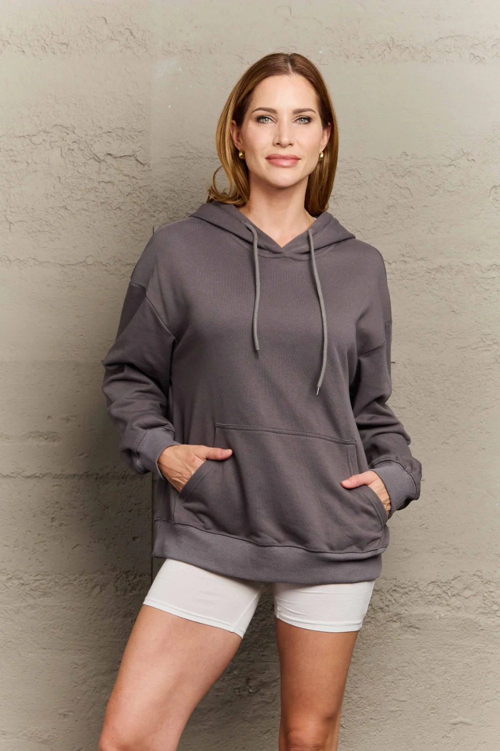 Full Size Long Sleeve Dropped Shoulder Hoodie - Image 24