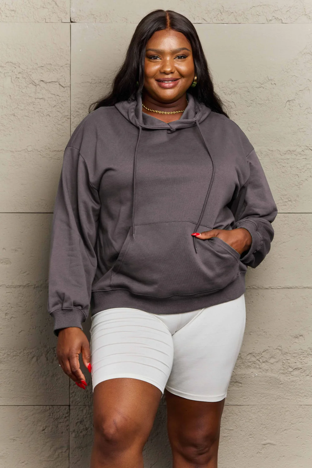 Full Size Long Sleeve Dropped Shoulder Hoodie - Image 28