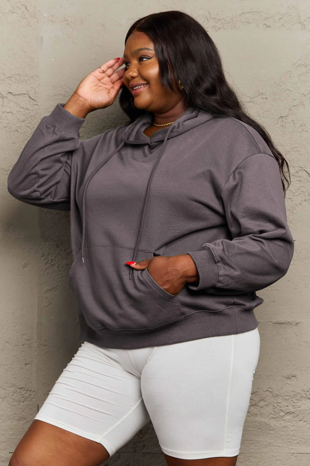 Full Size Long Sleeve Dropped Shoulder Hoodie - Image 29