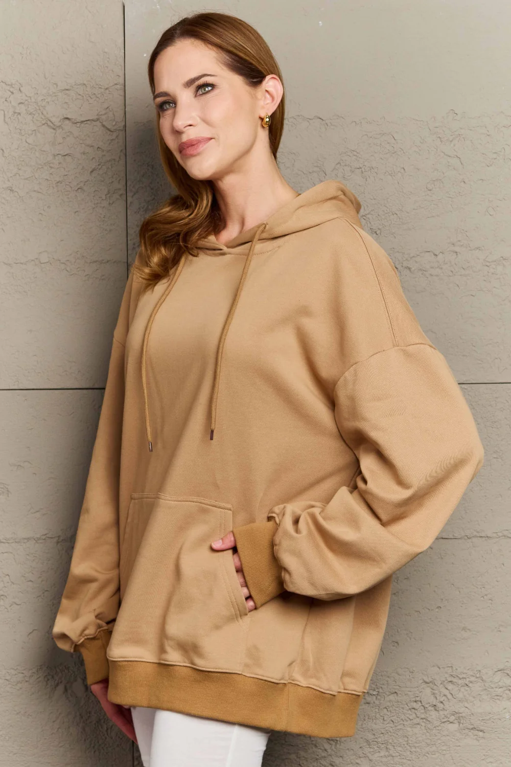 Full Size Long Sleeve Dropped Shoulder Hoodie - Image 3