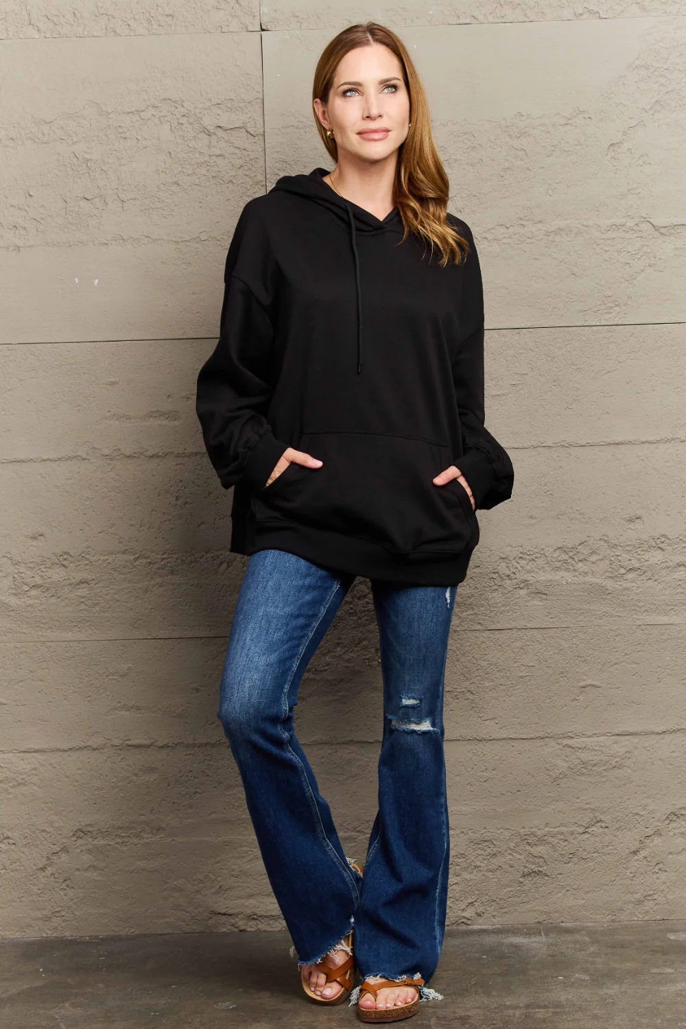 Full Size Long Sleeve Dropped Shoulder Hoodie - Image 34
