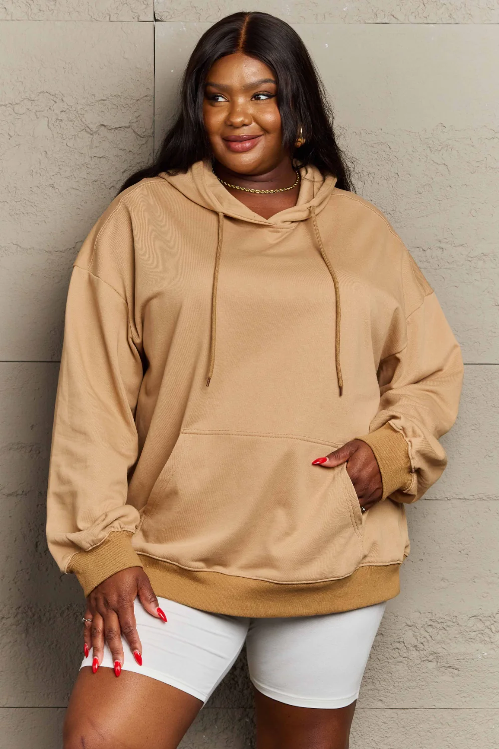 Full Size Long Sleeve Dropped Shoulder Hoodie - Image 5