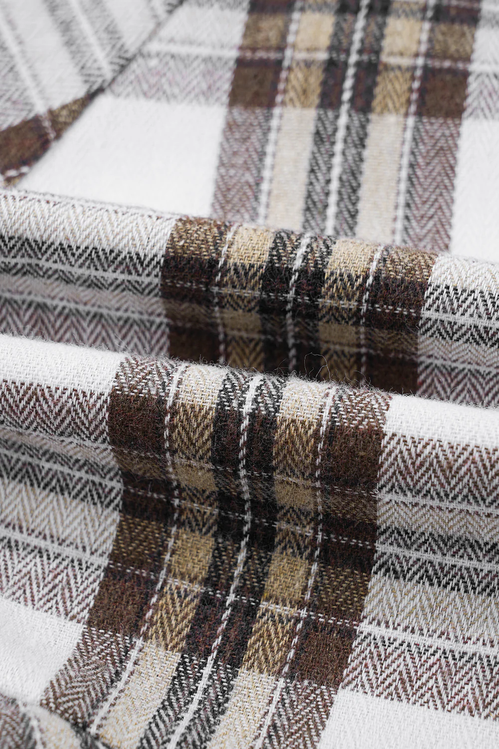 Full Size Plaid Collared Neck Balloon Sleeve Mini Shirt Dress - Image 8