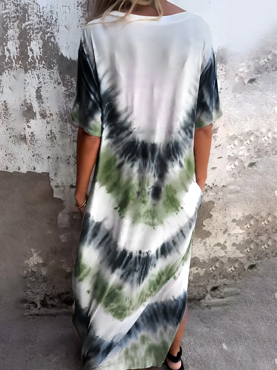 Full Size Pocketed Tie-Dye Short Sleeve Dress - Image 14